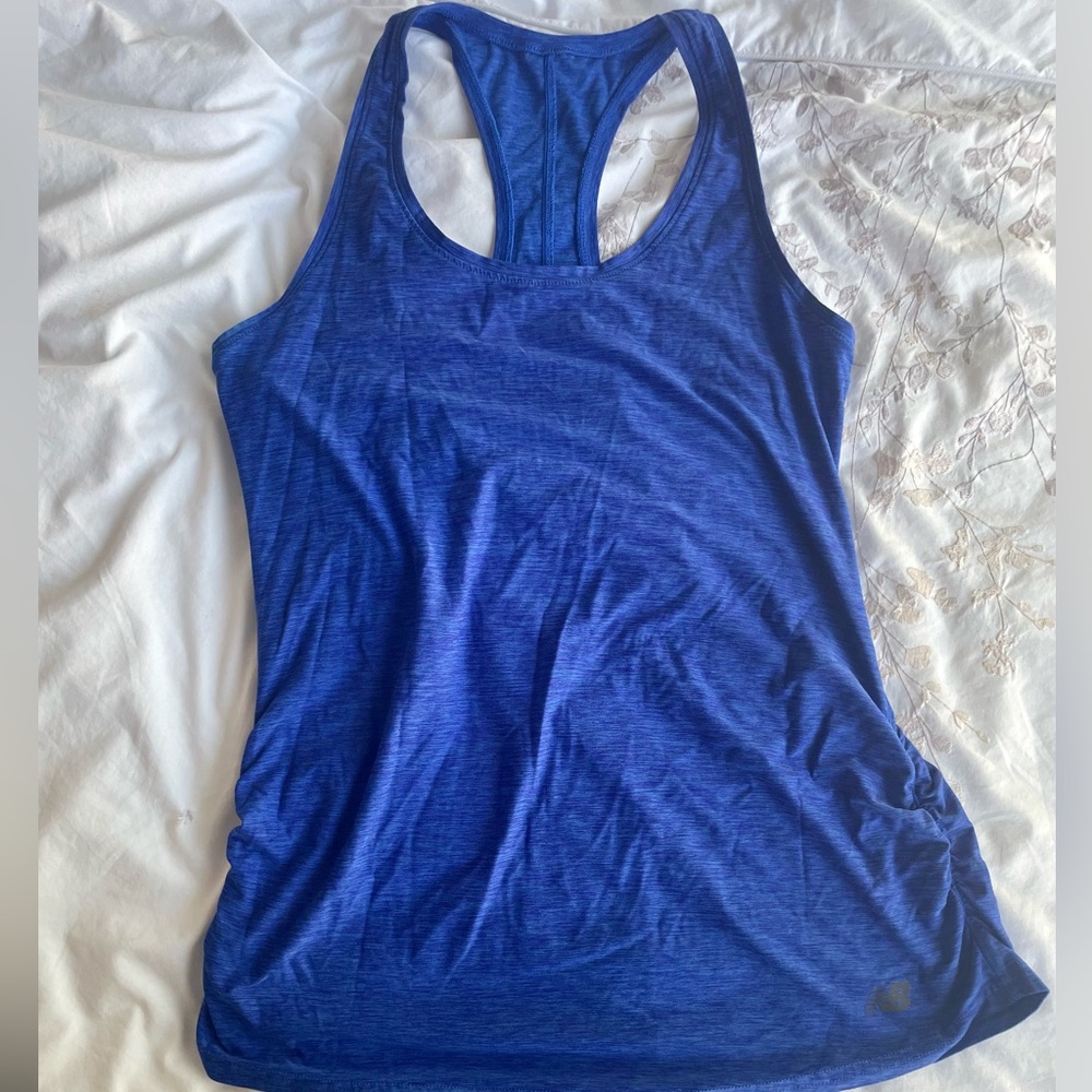 New Balance Blue Rouched Running Tank Top